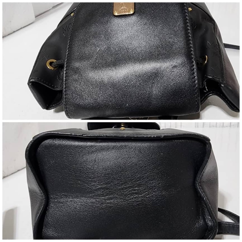 Authentic MCM Visetos Leather Drawstring Backpack Black - Picture 9 of 13
